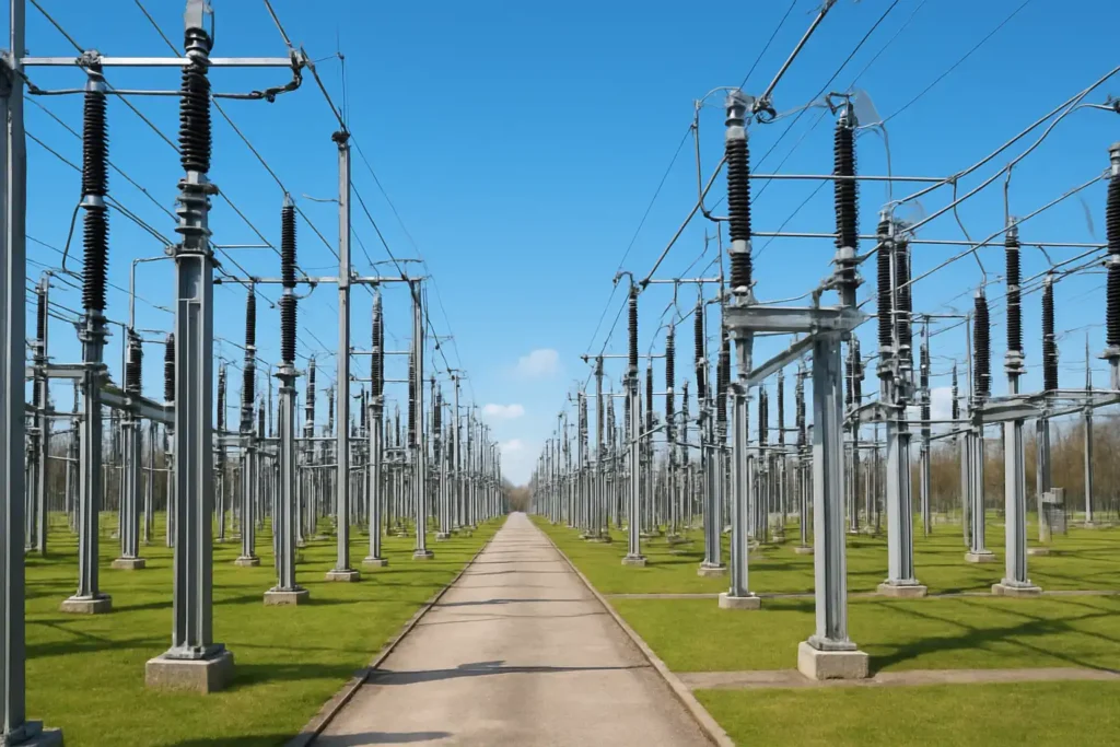 Electrical substation with power equipment